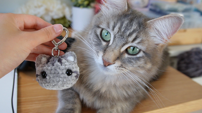 Grey Tabby Cat - Keychain