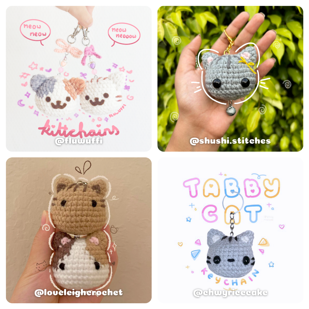 4 in 1 Kitty Keychains - Digital Pattern