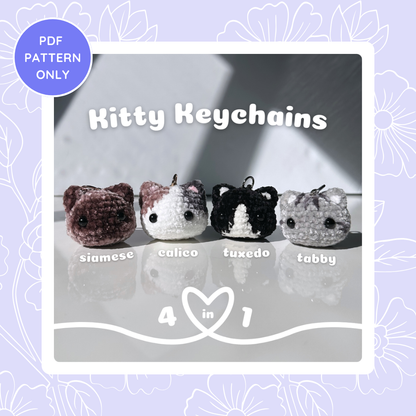 4 in 1 Kitty Keychains - Digital Pattern